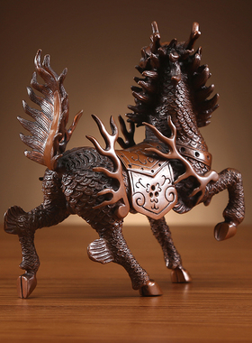 铜欣祥紫铜麒麟摆件家居装饰品家装客厅玄关摆设办公室工艺品摆件