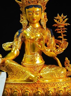 尼泊尔工艺八大菩萨佛像摆件七寸精品仿古鎏金观音金刚手地藏铜像