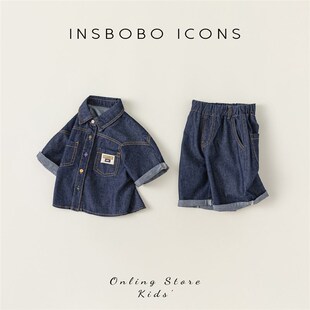 2024夏季 女童牛仔套装 新款 儿童童装 潮 男童夏装 女洋气时髦套装 套装