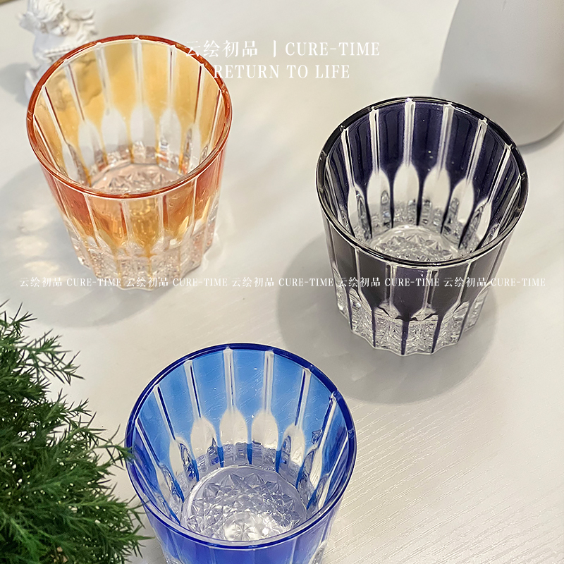 水晶玻璃杯威士忌酒杯江户切子星芒杯家用送礼收藏级轻奢工艺品