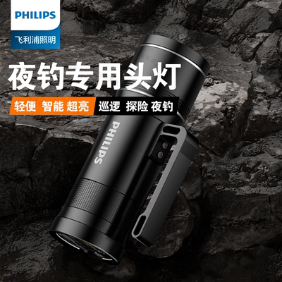 飞利浦钓鱼灯头灯夜钓专用自由变焦挥手感应智能电显大容量户外