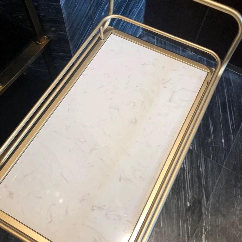速发欧式金送茶水车移动蛋糕小手推车色理石家用大餐车铁艺酒水车
