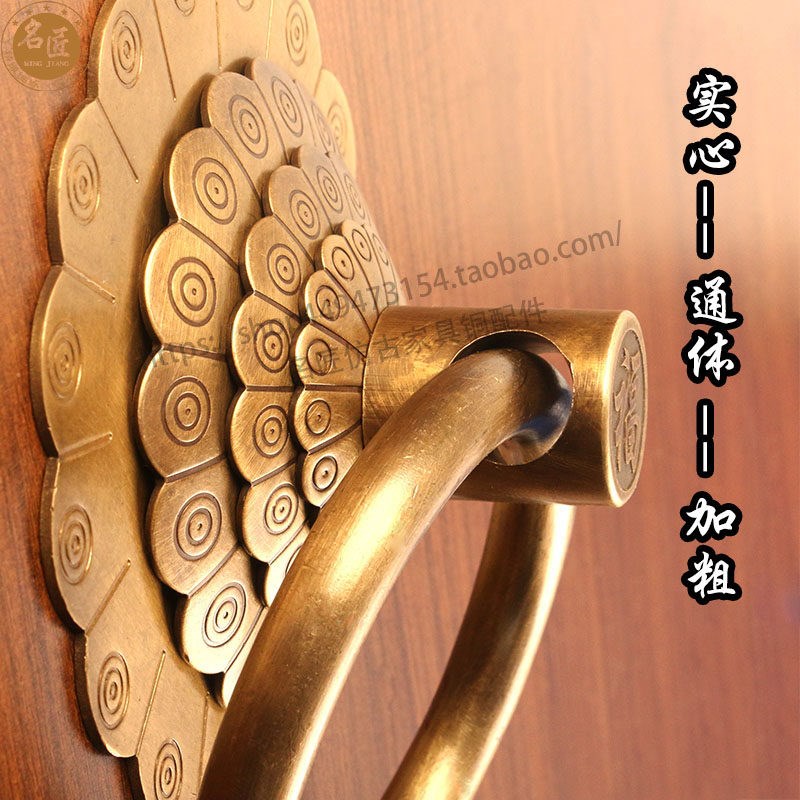 速发纯铜实心门环仿古纯铜大门拉手古典铜饰品仿古大门拉环铜环铜