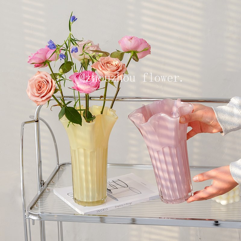 速发意约瑰简白菜花瓶水养玫创百合郁金香插花客厅桌面摆件装媛洛