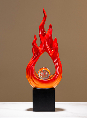 红红火火招财属火焰摆件酒柜电视柜玄关办公室博古物架红色装饰品