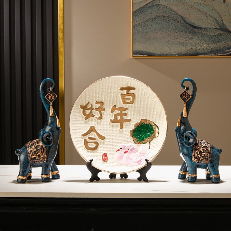 新婚礼物送新人高级实用新娘婚房布置装饰品百年好合结婚对象摆件