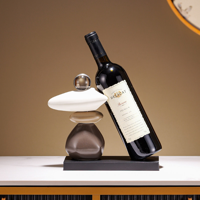 时来运转红酒架摆件石头酒柜装饰品轻奢高档高级感客厅家居餐柜