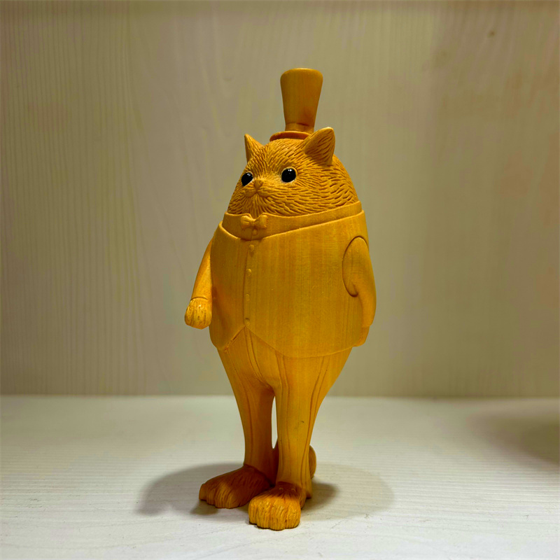 黄杨木雕贵族猫咪摆件实木雕刻美式欧式现代简约电视柜装饰工艺品