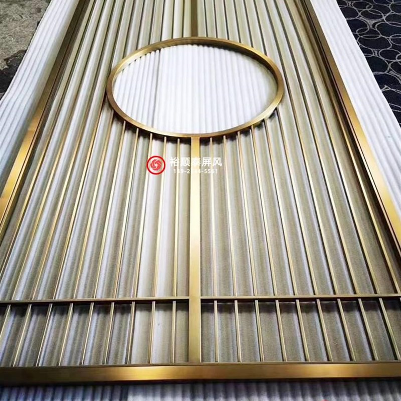 金属隔断屏风定制大厅入户中式新中式雕花镂空玄关不锈钢花格