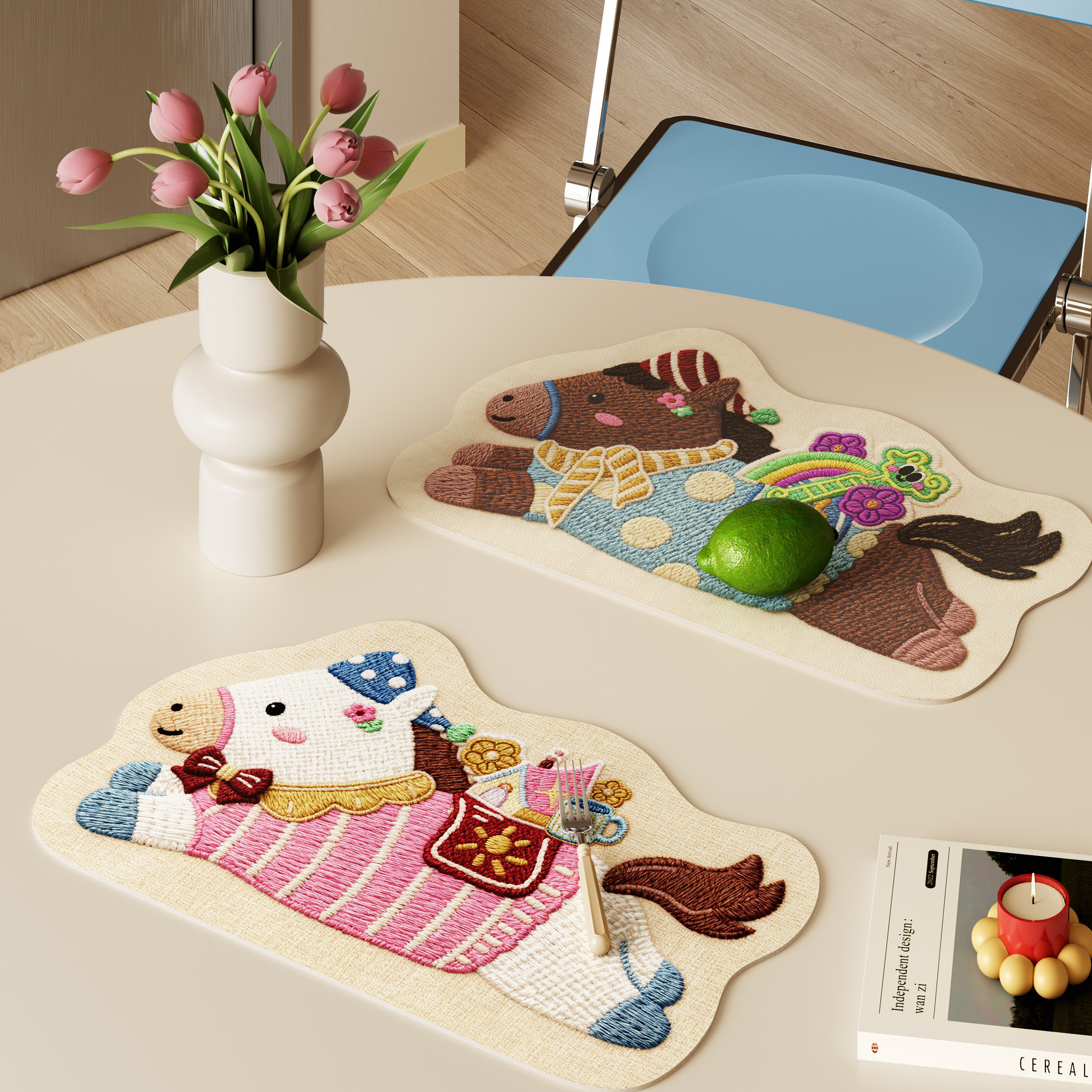 小马乐琪马年新年氛围感家用餐垫餐厅客厅餐桌防水防油防滑防烫垫,居家布艺,餐垫,淘宝优惠券,粉丝福利购,淘宝优惠卷