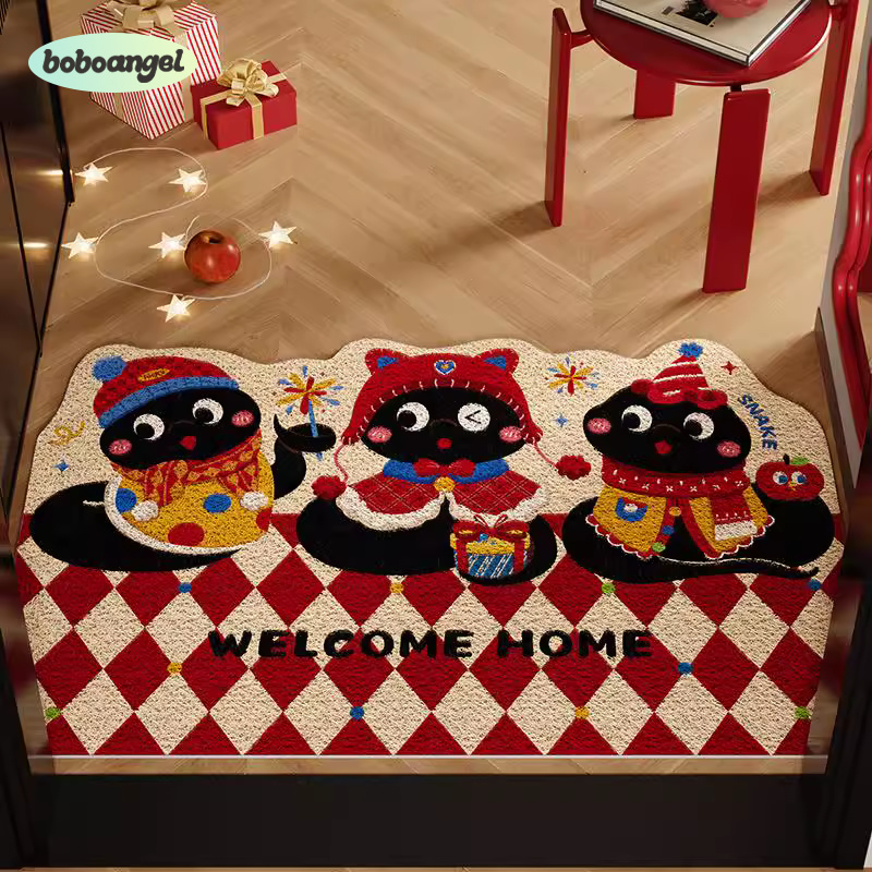 萌蛇贺岁丝圈地垫入户门垫