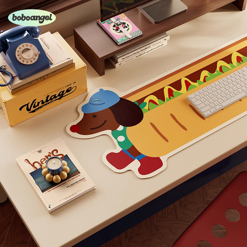 热狗派对超大号鼠标垫女生电脑办公桌垫游戏键盘垫皮革防水防油垫,居家布艺,办公桌垫,淘宝优惠券,粉丝福利购,淘宝优惠卷