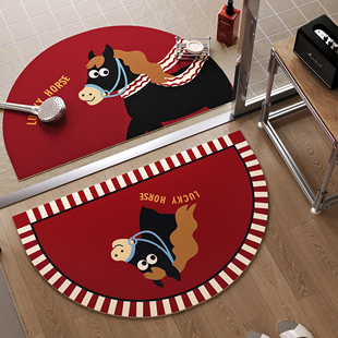 小马福吉新年半圆浴室地垫洗手间厕所门口洗澡淋浴吸水防滑防摔垫