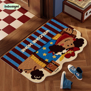 巳巳如意美式 卡通复古丝圈入户门地垫进门脚垫客厅入门地毯可裁剪