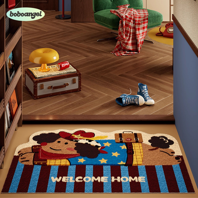 圣诞红色喜庆入户门丝圈地垫