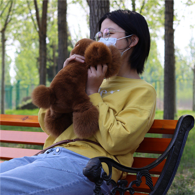 仿真狗真毛皮草泰迪犬獭兔毛绒玩具动物公仔汽车抱枕玩偶礼物新品