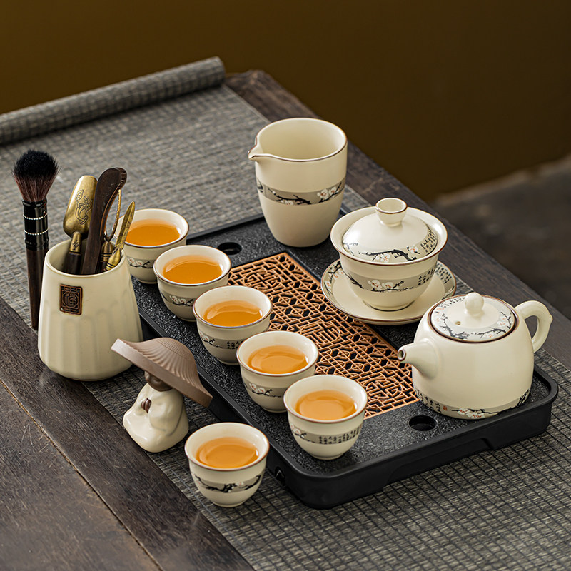 瓷都先生 哥窑功夫茶具套装陶瓷茶杯茶壶茶盘泡茶办公室会客客厅