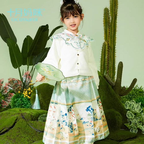 十月妈咪马面裙女童春秋季儿童汉服2024古风套装夏款小女孩中国风