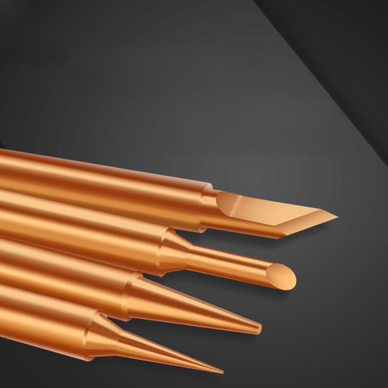 纯铜烙铁头936内加热恒温螺铁头尖口马蹄形刀片焊锡站万能烙铁头