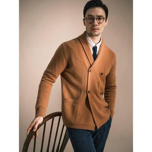 秋冬覆古绅士常春藤IVY青果领双排金扣毛衣美利奴羊毛针织开衫