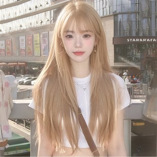 速发白金色假发长发空气全海Lita长直发自然中长人款 发刘头套