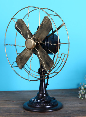 速发复古怀旧老式铁皮电风扇机模型摆咖拍店影视道具件啡厅摄铺道