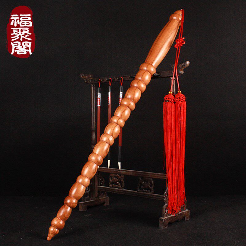 速发正宗桃木剑神姜子牙打锏鞭件节法器姜太公打神棍摆九降魔手工
