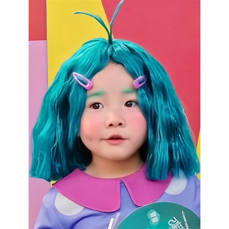 速发儿童假发头脑特工队慕蓝湖发色搞怪短慕独特个性全头套