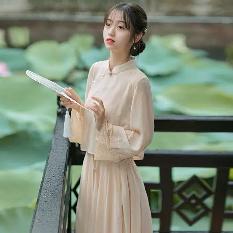 速发新中服禅意茶服元素汉式改良新装202套款吊带旗袍连衣裙两件
