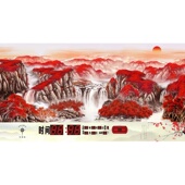 万年历电子Z钟新款 鸿运当头办公室客厅挂画晶瓷镶钻装 饰画数码 家