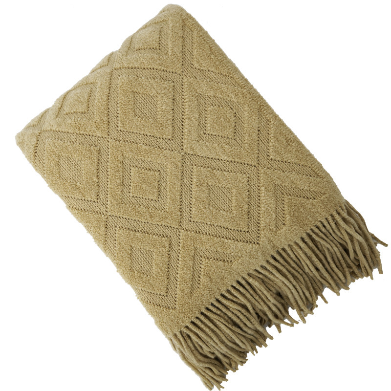 新款针织床尾搭巾民宿酒店样板房C床旗沙发装饰盖毯春秋包邮墨绿