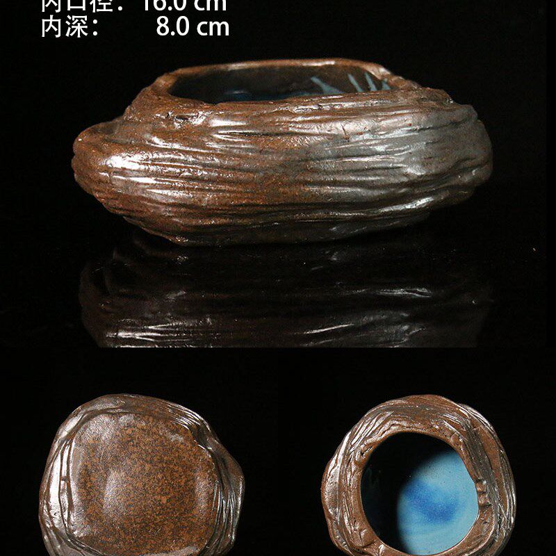 紫砂花盆陶瓷盆景盆r无孔水洗睡莲铜钱草水生植物茶洗