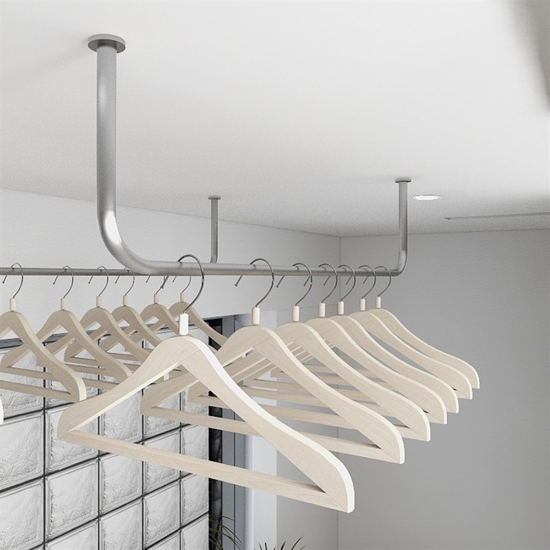 不锈钢阳台固定晾衣杆吊挂户外晒衣被杆单杠式侧S挂吊顶墙上挂衣