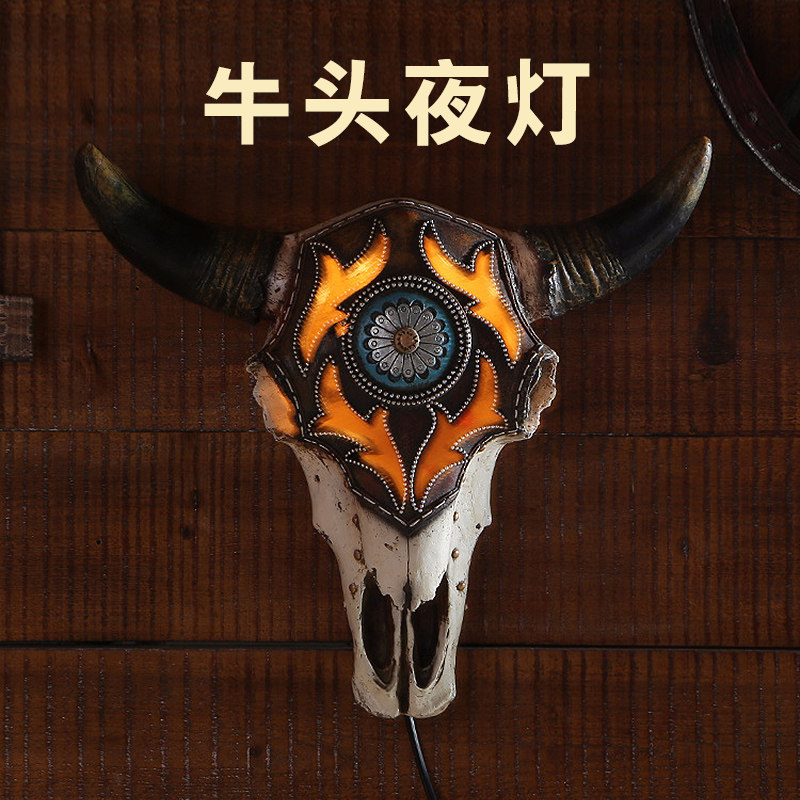 复古墙面装e饰牛头羊头壁饰酒吧餐厅墙上装饰品树脂牛头骨灯挂饰,家居饰品,壁饰,淘宝优惠券,粉丝福利购,淘宝优惠卷