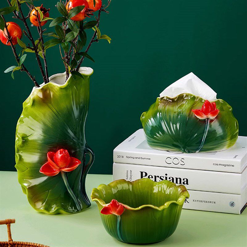 珐琅彩中式陶瓷花瓶客厅高档纸巾盒玄关酒柜干Q花装饰花盆摆件礼,家居饰品,桌面摆件,淘宝优惠券,粉丝福利购,淘宝优惠卷