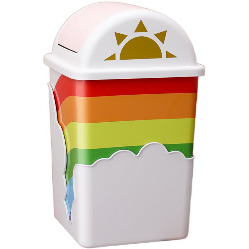 垃圾桶家用小号带盖儿童卡通有摇盖圾筒卧室少女客厅X可爱创意纸