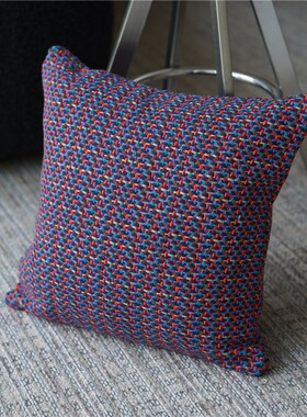 紫色编织绳艺客厅沙发抱枕靠枕F床头靠背腰靠方形可拆洗枕套