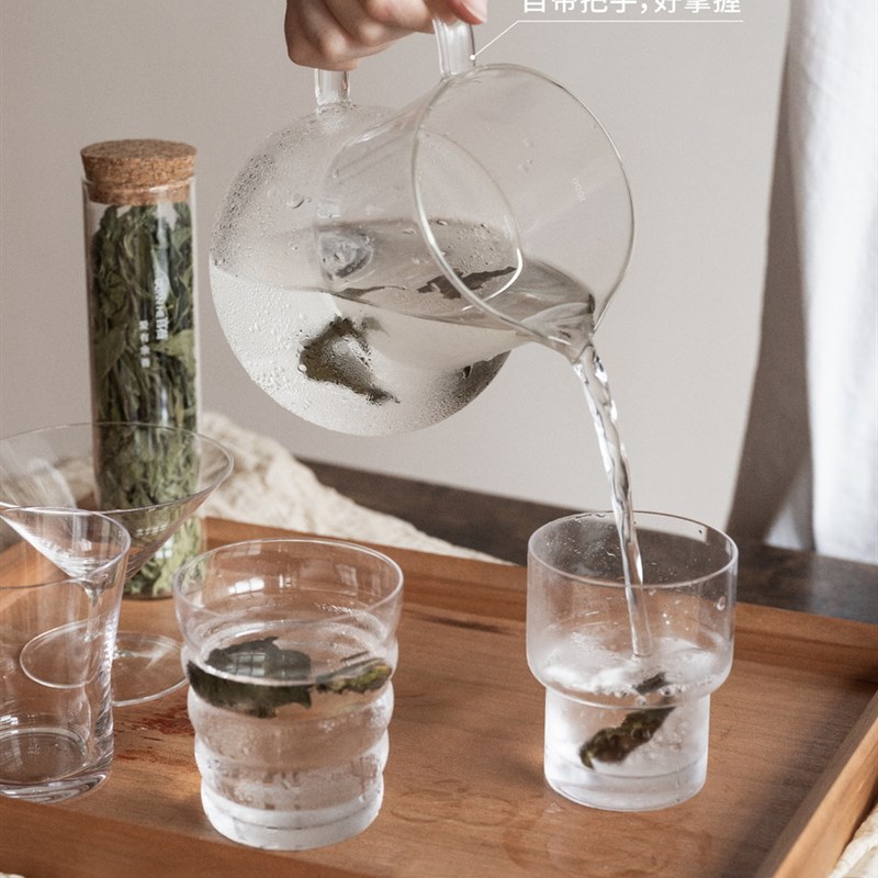 木墨生活 冰透冷水n壶 凉水壶 玻璃壶 家用冷泡壶大容量水壶储水