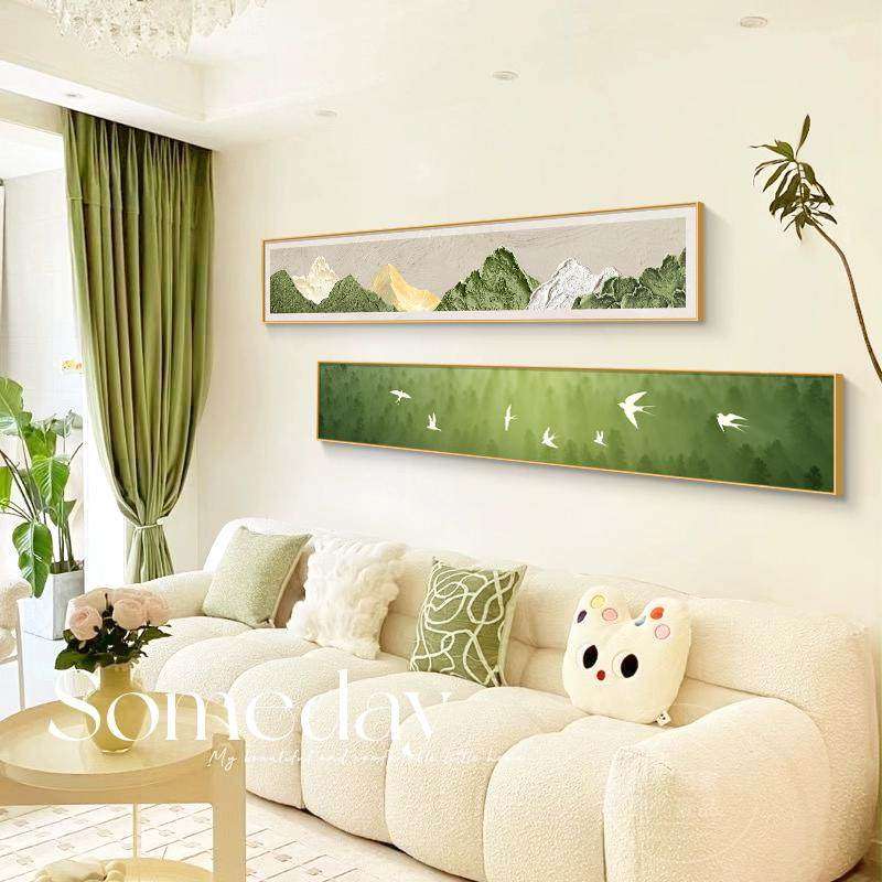 背有靠山肌理感客厅装饰画奶油风燕子春来横版长条沙发背景墙挂画,家居饰品,现代装饰画,淘宝优惠券,粉丝福利购,淘宝优惠卷