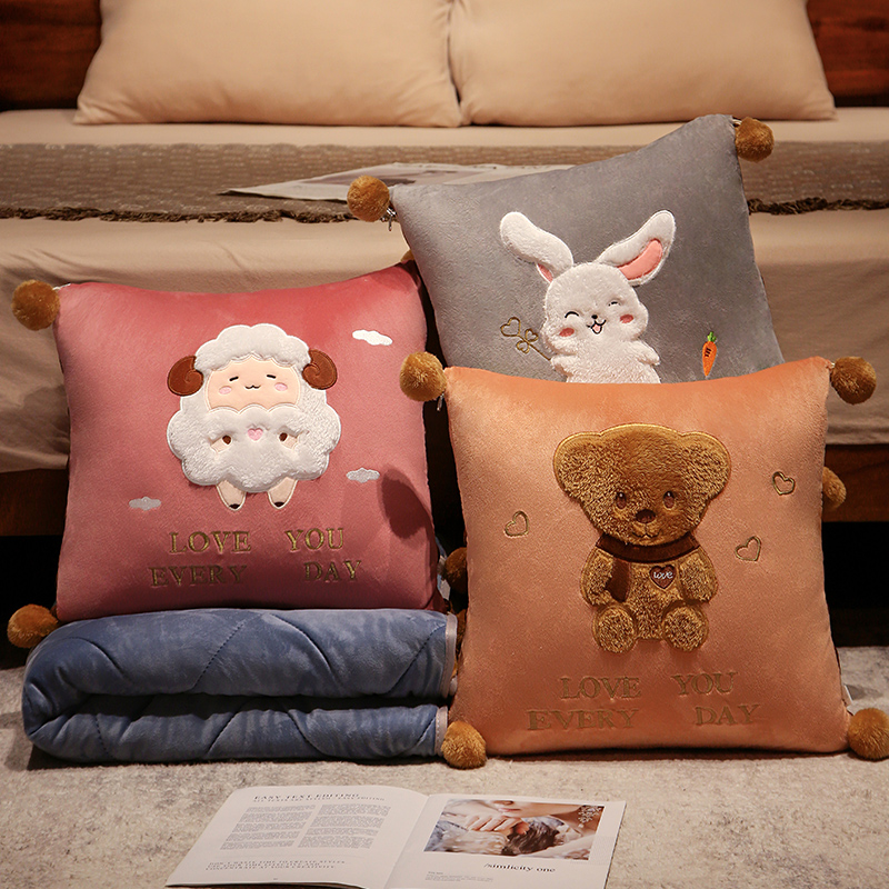 抱枕被子两用f办公室午睡折叠毯子二合一汽车加厚靠垫枕头车载靠