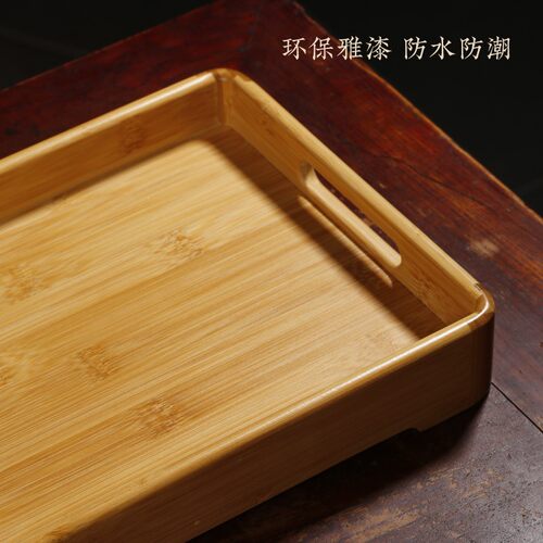 圆角竹质文c盘托盘 全竹榫卯环保无味文房四宝砚台收纳盘收纳盒