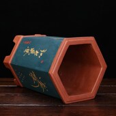 速发跨方兰花盆气瓷透陶 园艺六境 紫砂花盆带托盘吊兰君子兰蕙兰