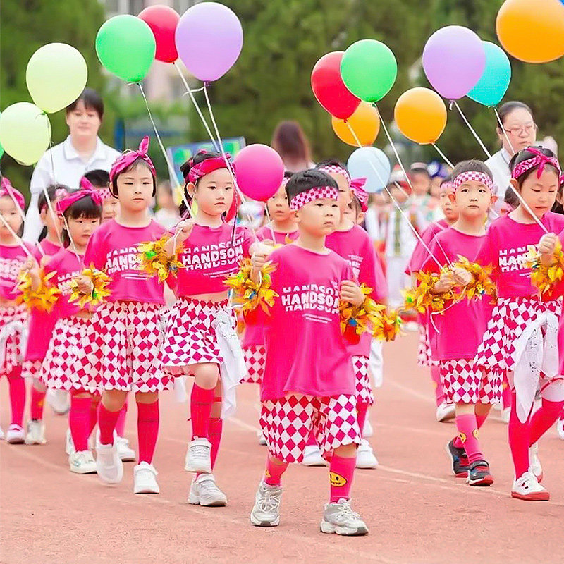 速发趣味运动手入场道意氛围创具飘空乳胶气球幼儿园学校开幕式会