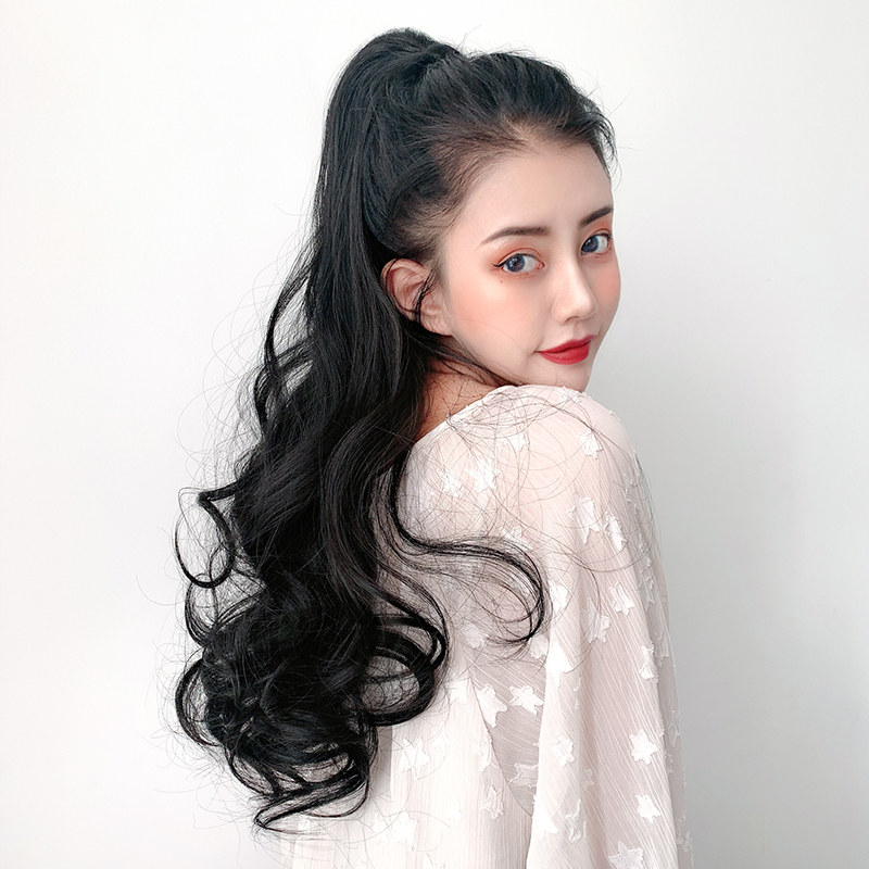 速发马尾假发 辫夹扎高马尾长卷发浪大波 卷发自然逼真马尾抓子图片