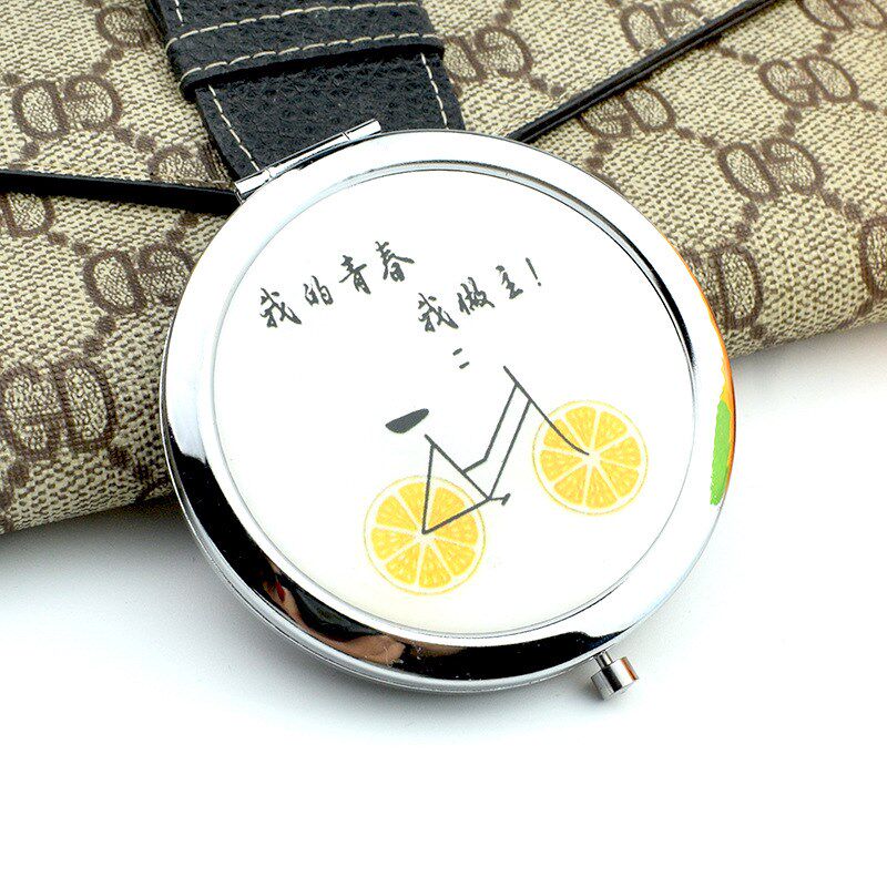 速发建创金属化妆镜子双面折叠镜创意便携化妆迷镜你超清随身镜