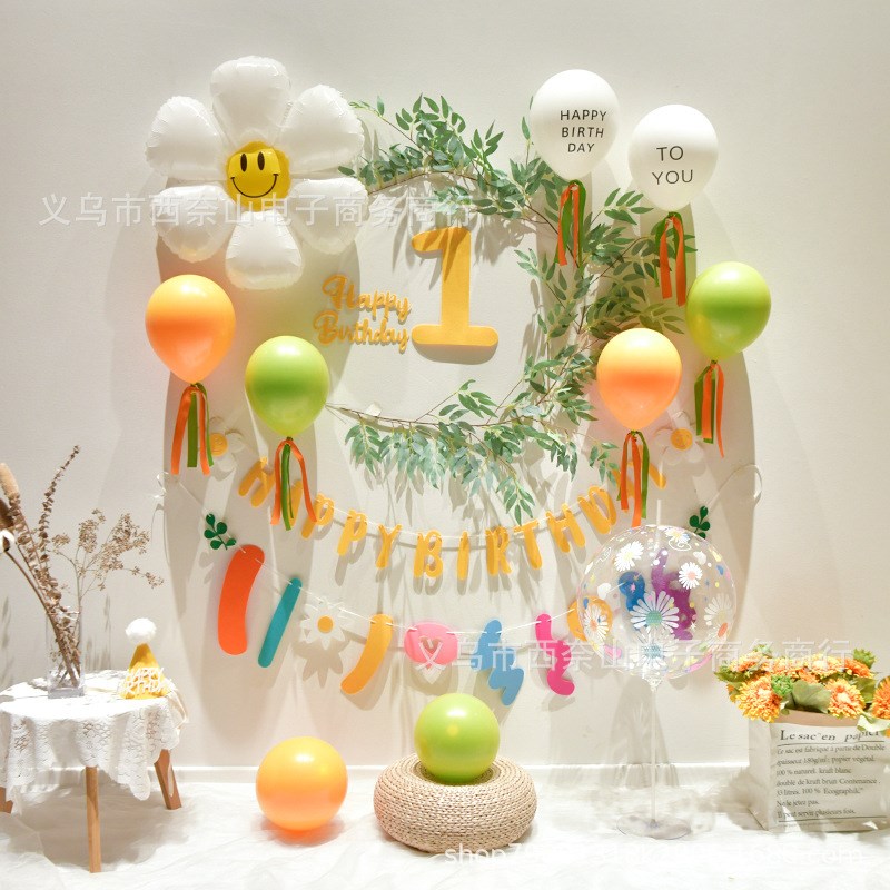 速发宝宝2岁生日装饰男童两天100天百日百岁纪置日家里电视墙布念