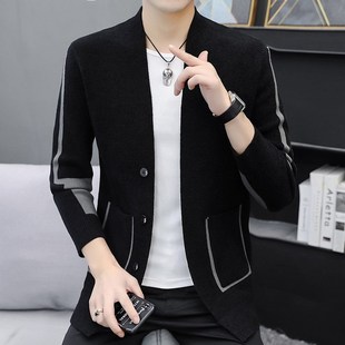 速发针织披衫 商务纹闲痞帅开风青年条休线衣外套 毛衣男春2025新款