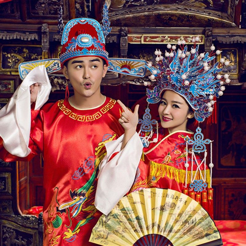 速发头曲影饰婚纱戏楼中式婚礼新娘凤冠霞披 戏剧道具演出头饰