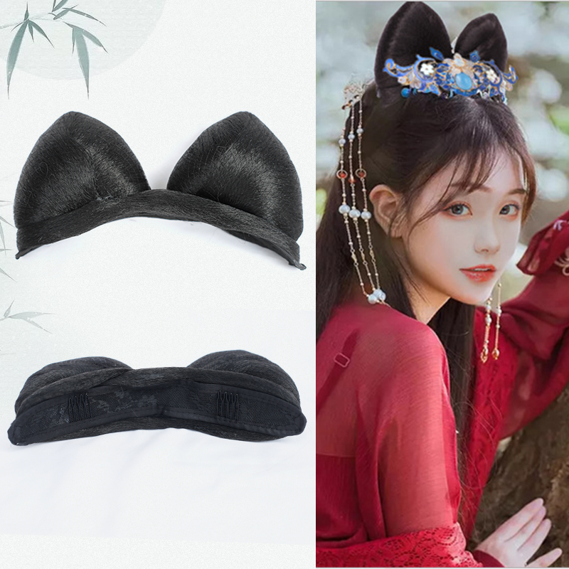 速发古装型服造汉假发新可款爱猫耳发髻懒人发包仙风日常搭配