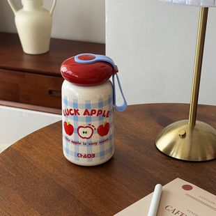 水杯ins简约小众可爱苹果316保温杯小巧便携吸管杯子女生高颜值水